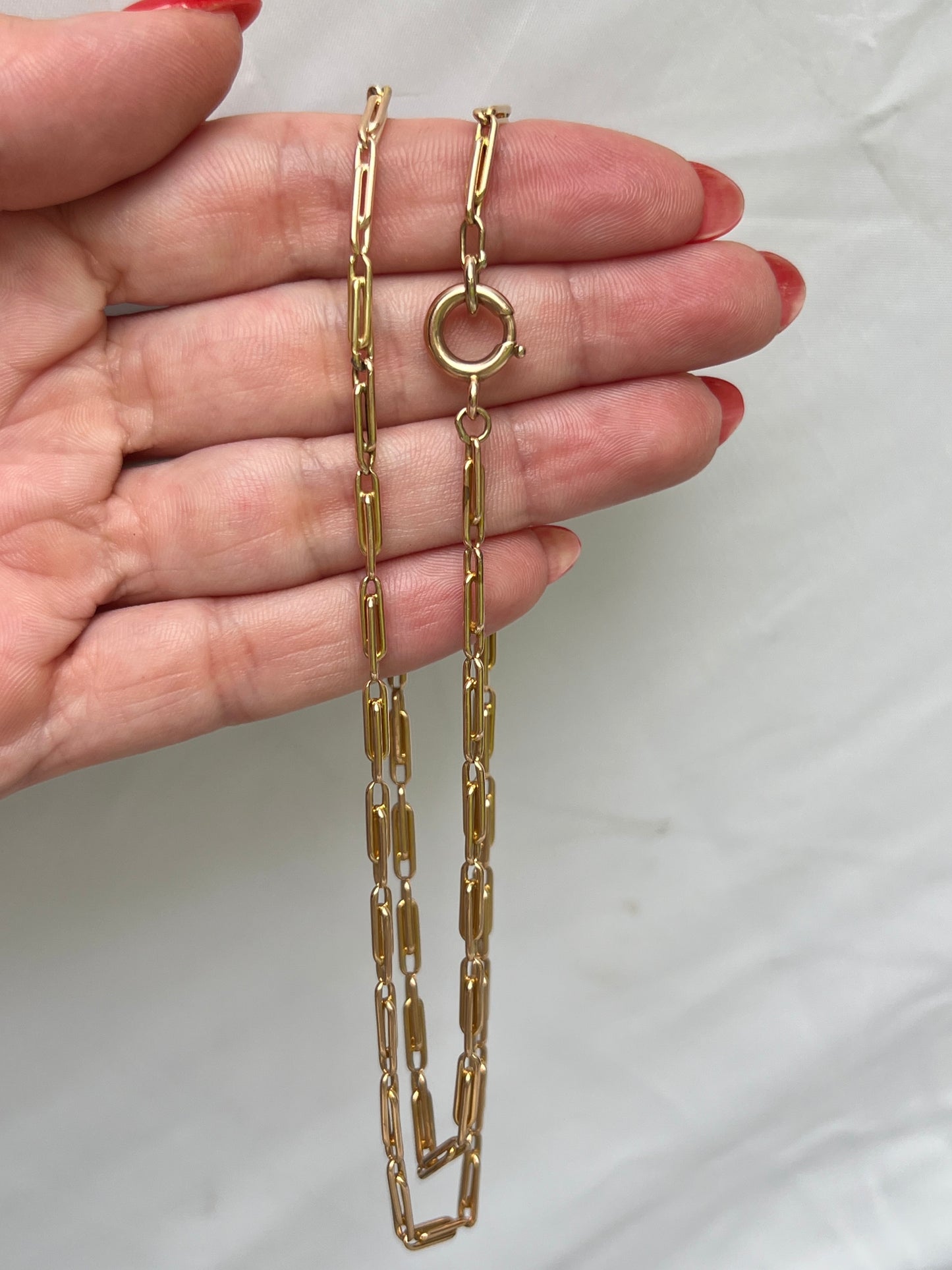 Antique 15ct Gold 20” Paperclip Link Watch Chain Necklace