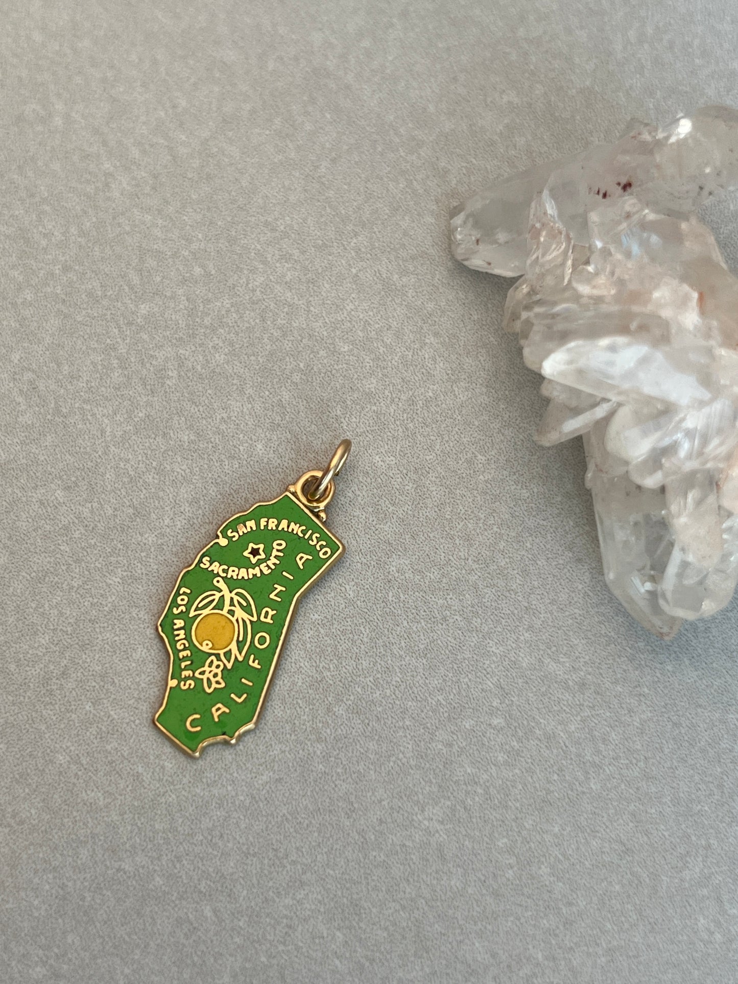 Vintage 14k Gold Enamel California State Charm