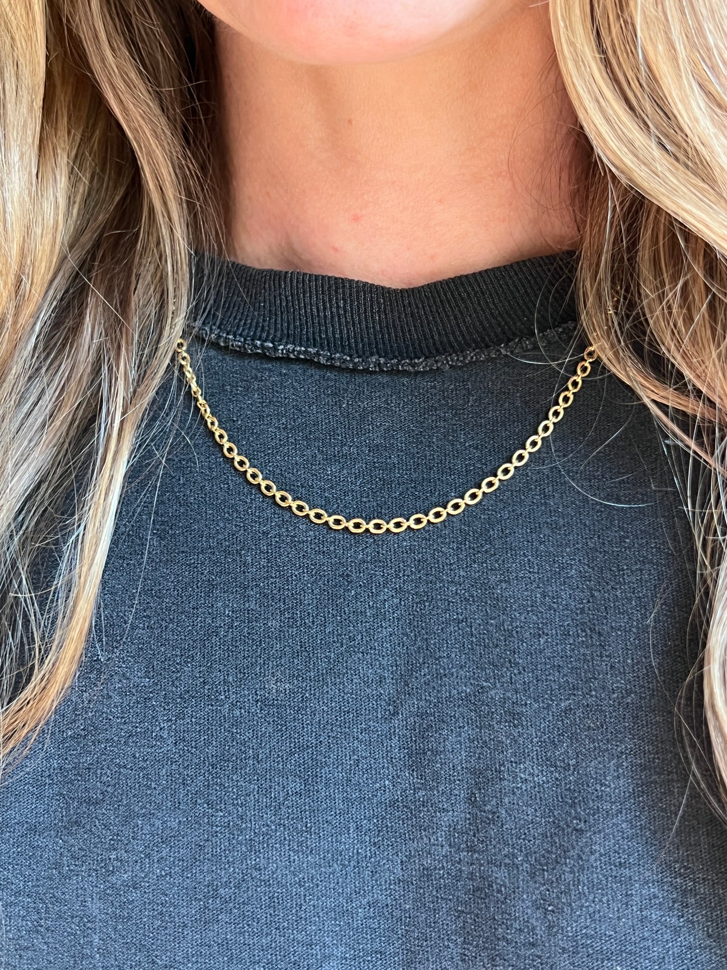 Vintage 18k Gold 18” Solid Cable Link Chain