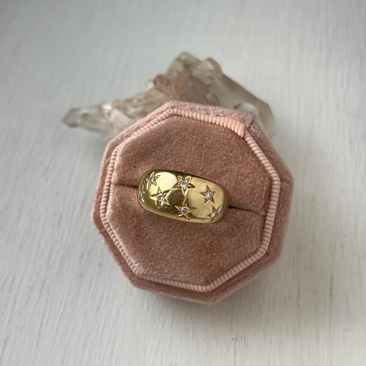 Vintage 14k Gold Star-Set Diamond Dome Ring