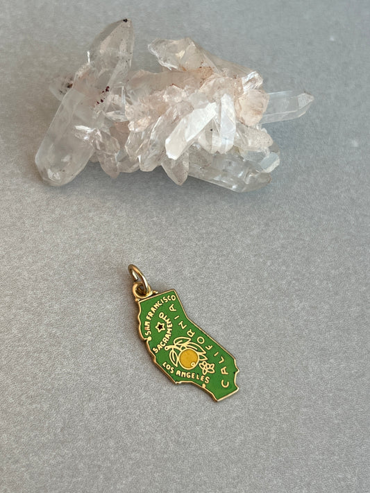 Vintage 14k Gold Enamel California State Charm