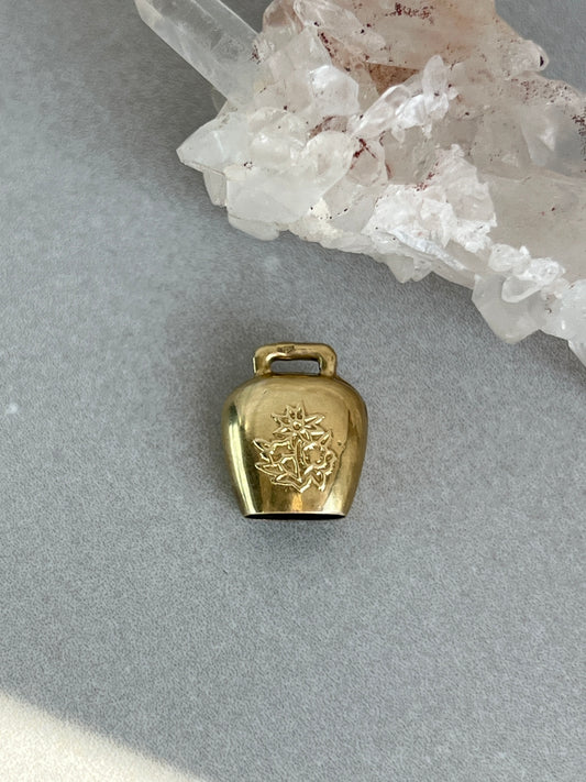 Vintage 14k Gold Swiss Edelweiss Cowbell Charm