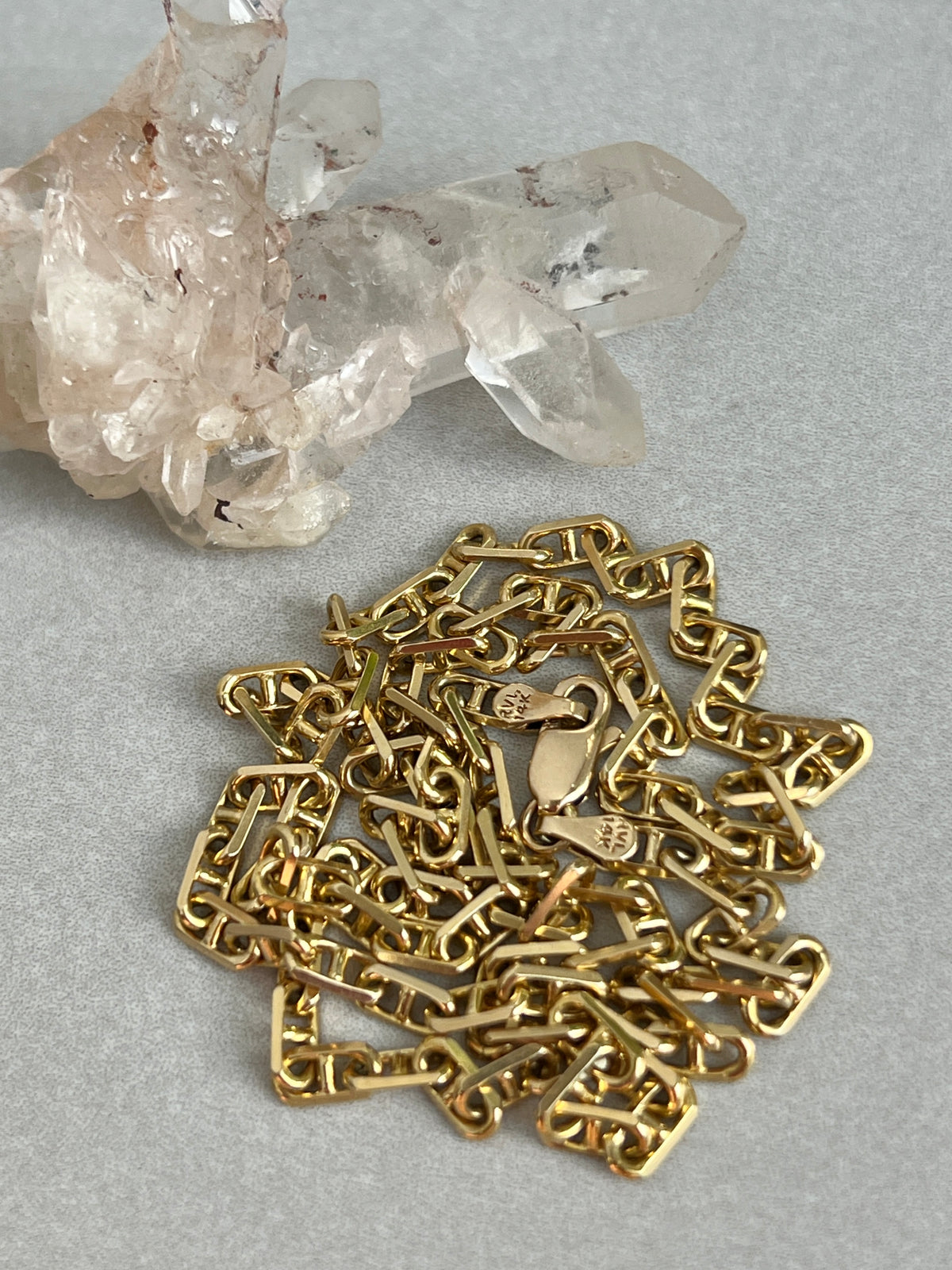 Vintage 14k Gold 18.5” Solid Anchor Link Chain