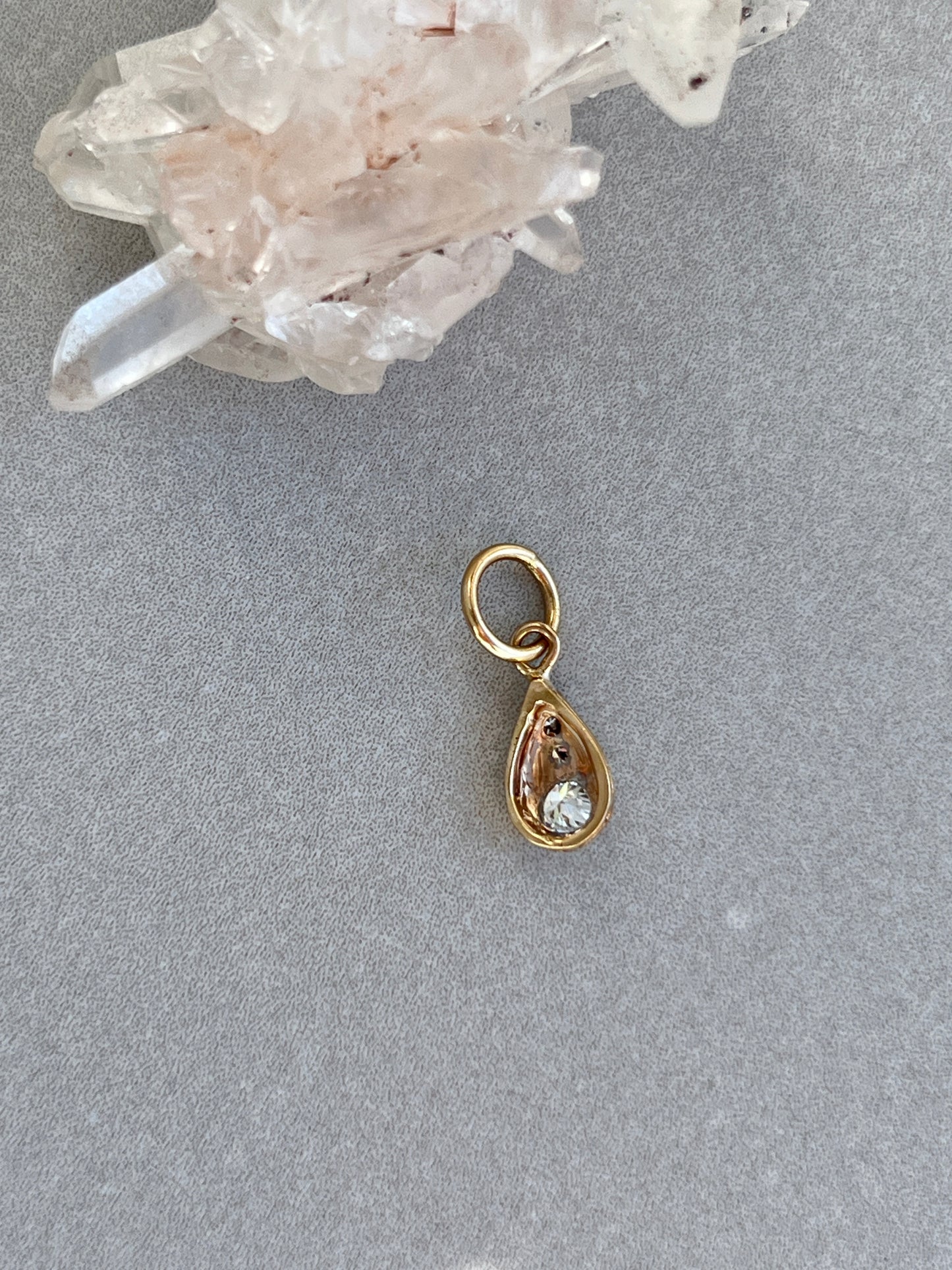 Vintage 14k Gold Diamond Trio Teardrop Charm