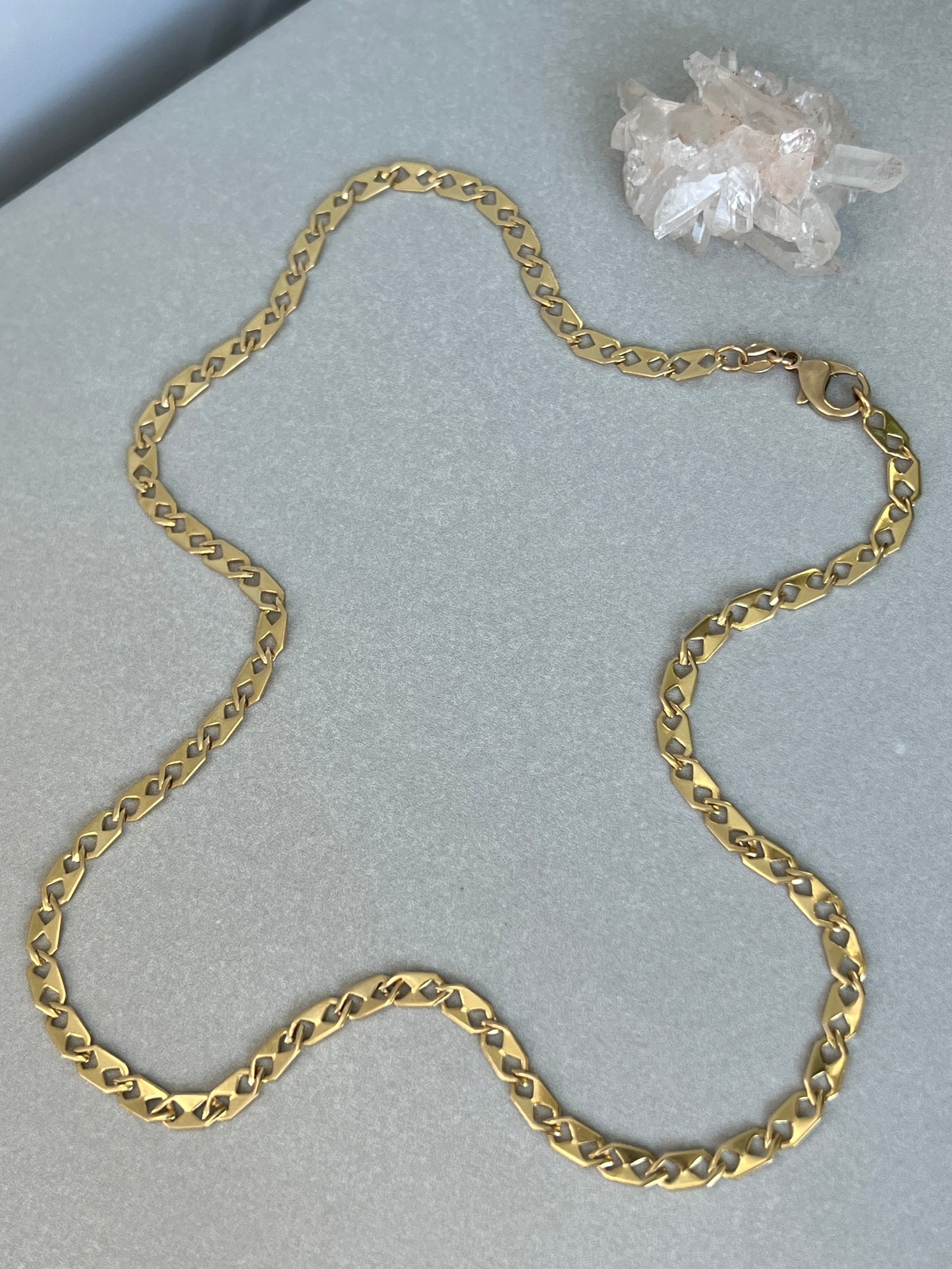 Vintage 14k Gold 18” ‘Razor’ Anchor Link Chain Necklace