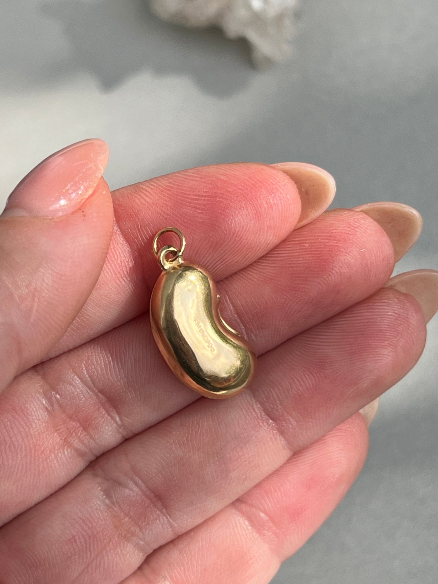Vintage 9k Gold Puffy Lucky Bean Charm