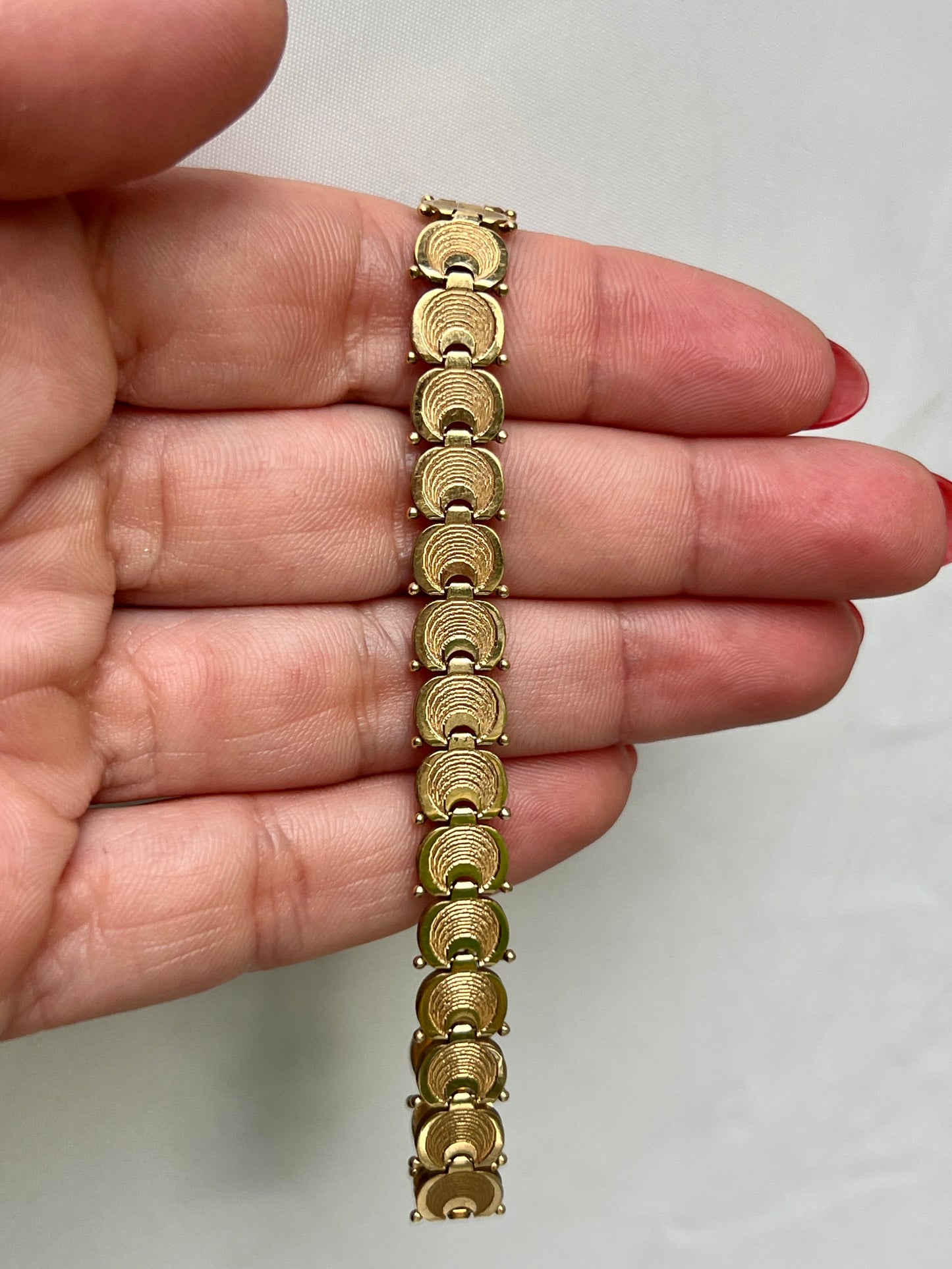 Vintage 14k Gold Liquid Fan Link Bracelet