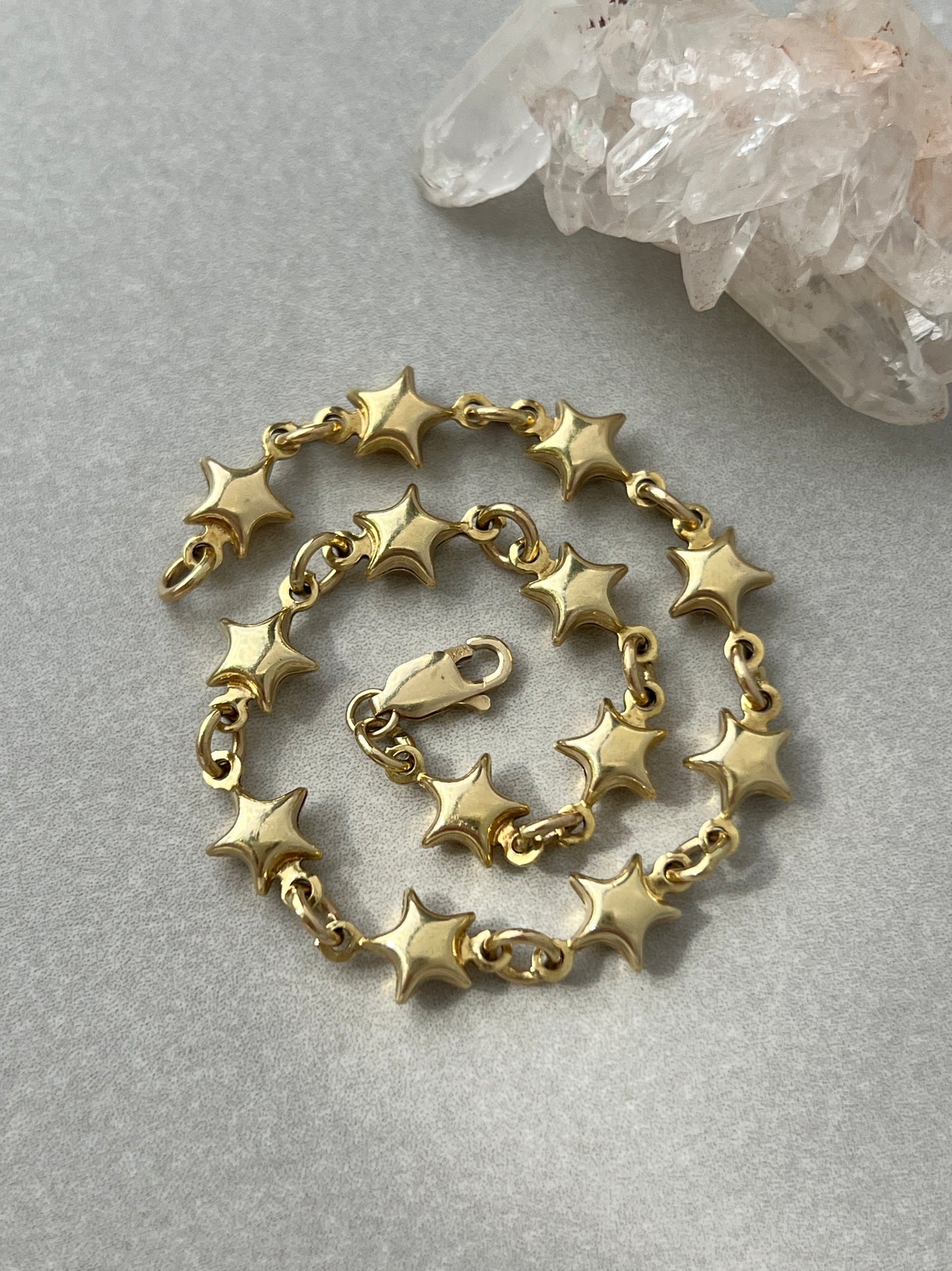 Vintage 14k Puffy Stars Link Bracelet