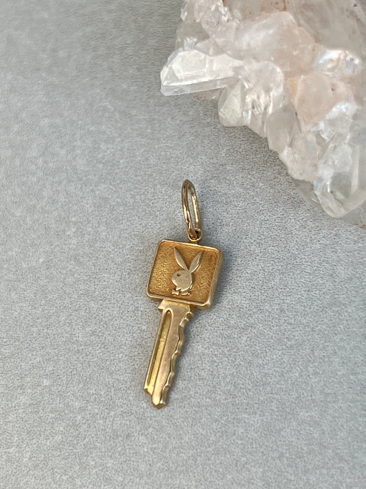 Vintage 14k Gold Mini Playboy ‘Members Club’ Key Charm