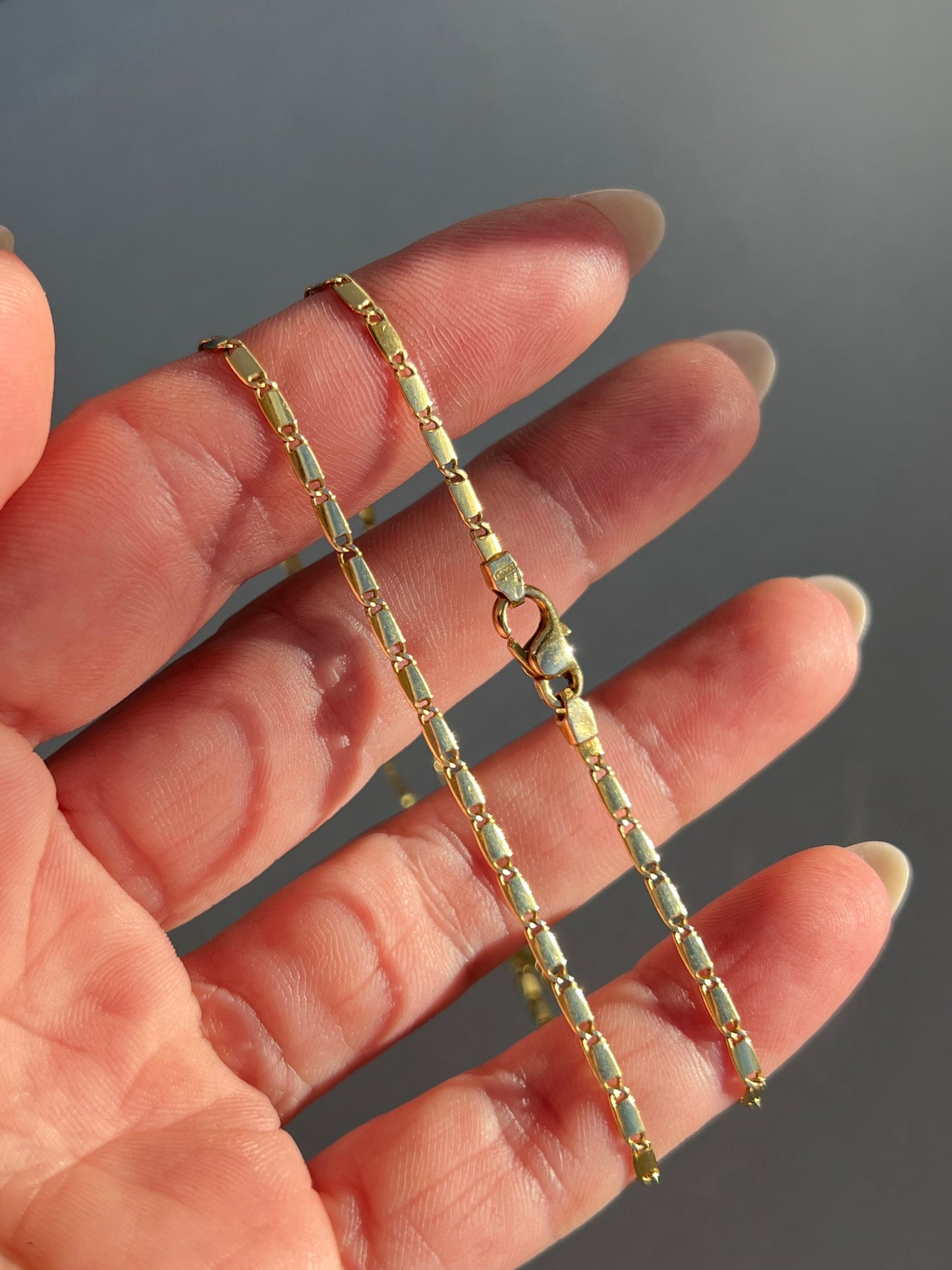 Vintage 14k Gold 18” Unique Anchor Bar Link Chain Necklace