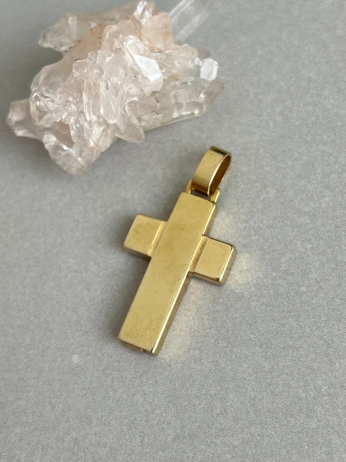 Vintage 14k Gold Engine Turned Cross by Unoaerre Italy