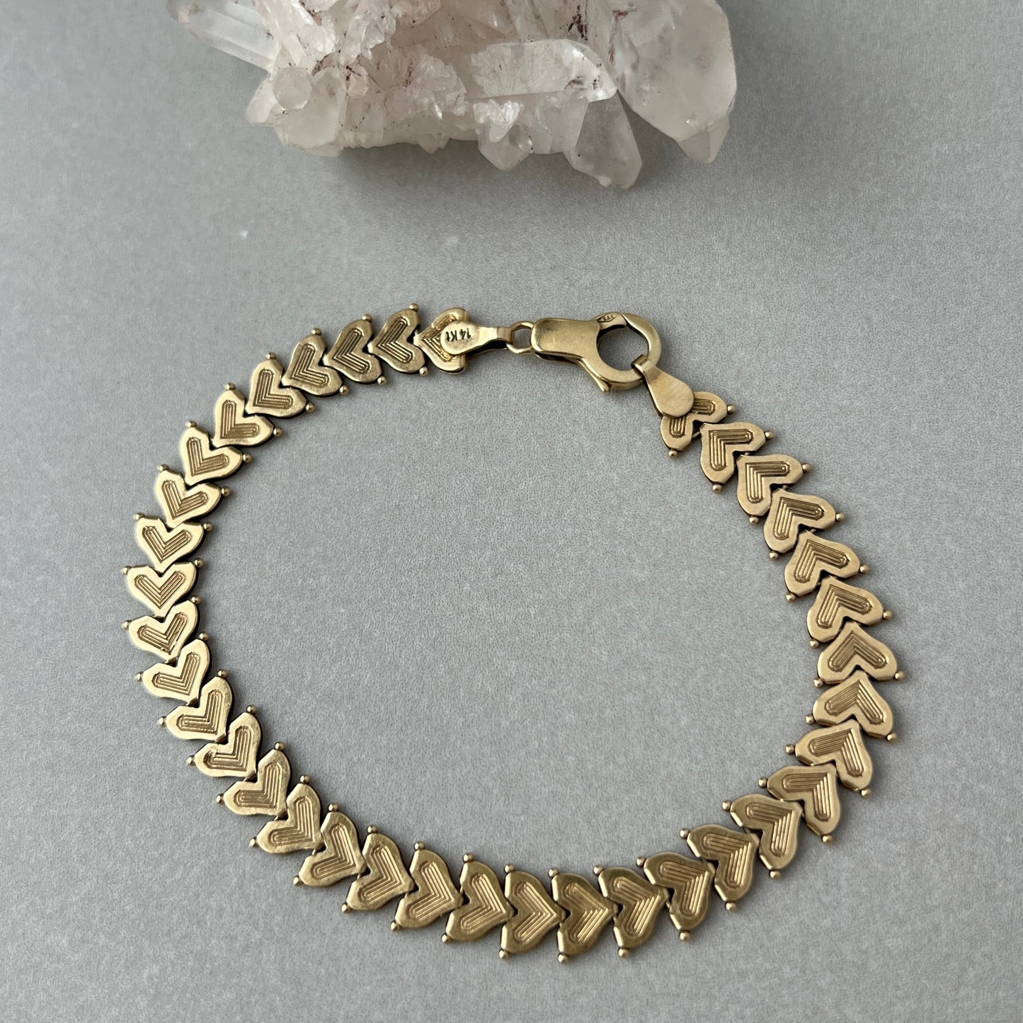 Vintage 14k Gold Liquid Hearts Bracelet