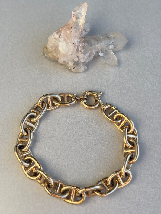 Vintage 14k Gold XL Puffy Anchor Link Bracelet