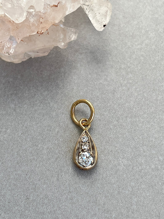 Vintage 14k Gold Diamond Trio Teardrop Charm