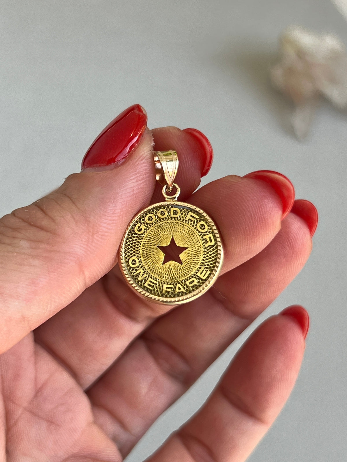 Vintage Brass ‘Rose City’ Portland Railway Token in 14k Gold Frame