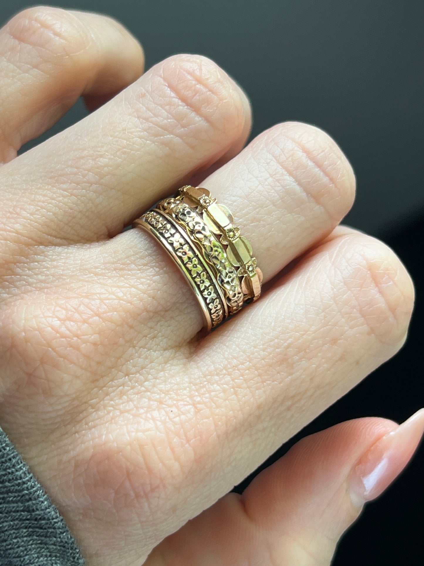 Antique 14k Gold Pansy Eternity Band
