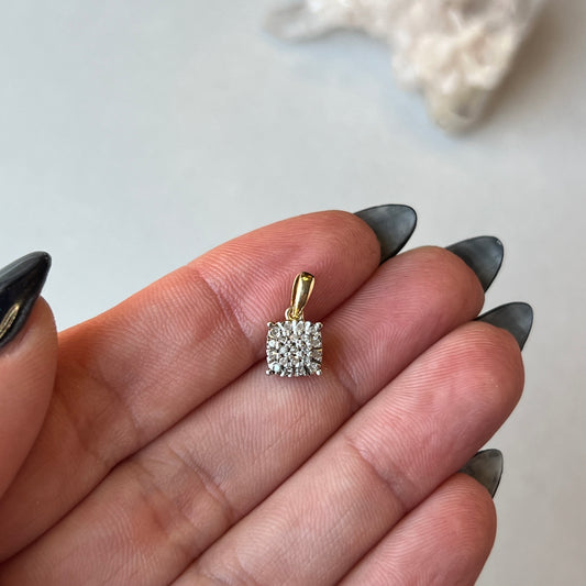 Vintage 10k Gold Square Diamond Charm