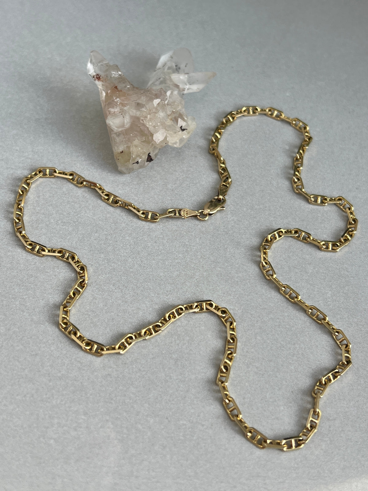 Vintage 14k Gold 18.5” Solid Anchor Link Chain