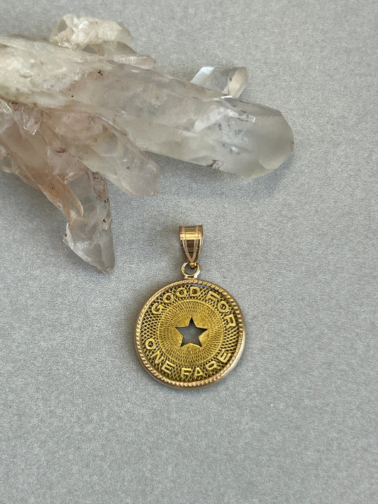 Vintage Brass ‘Rose City’ Portland Railway Token in 14k Gold Frame