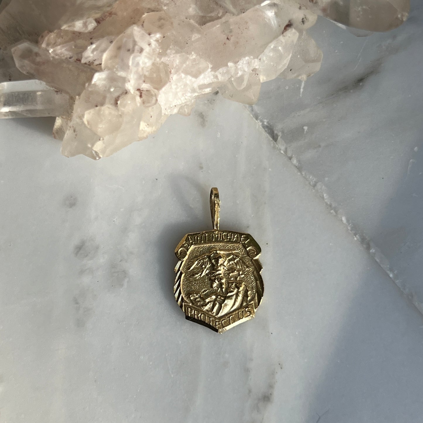 Vintage 14k Yellow Gold Saint Michael Charm