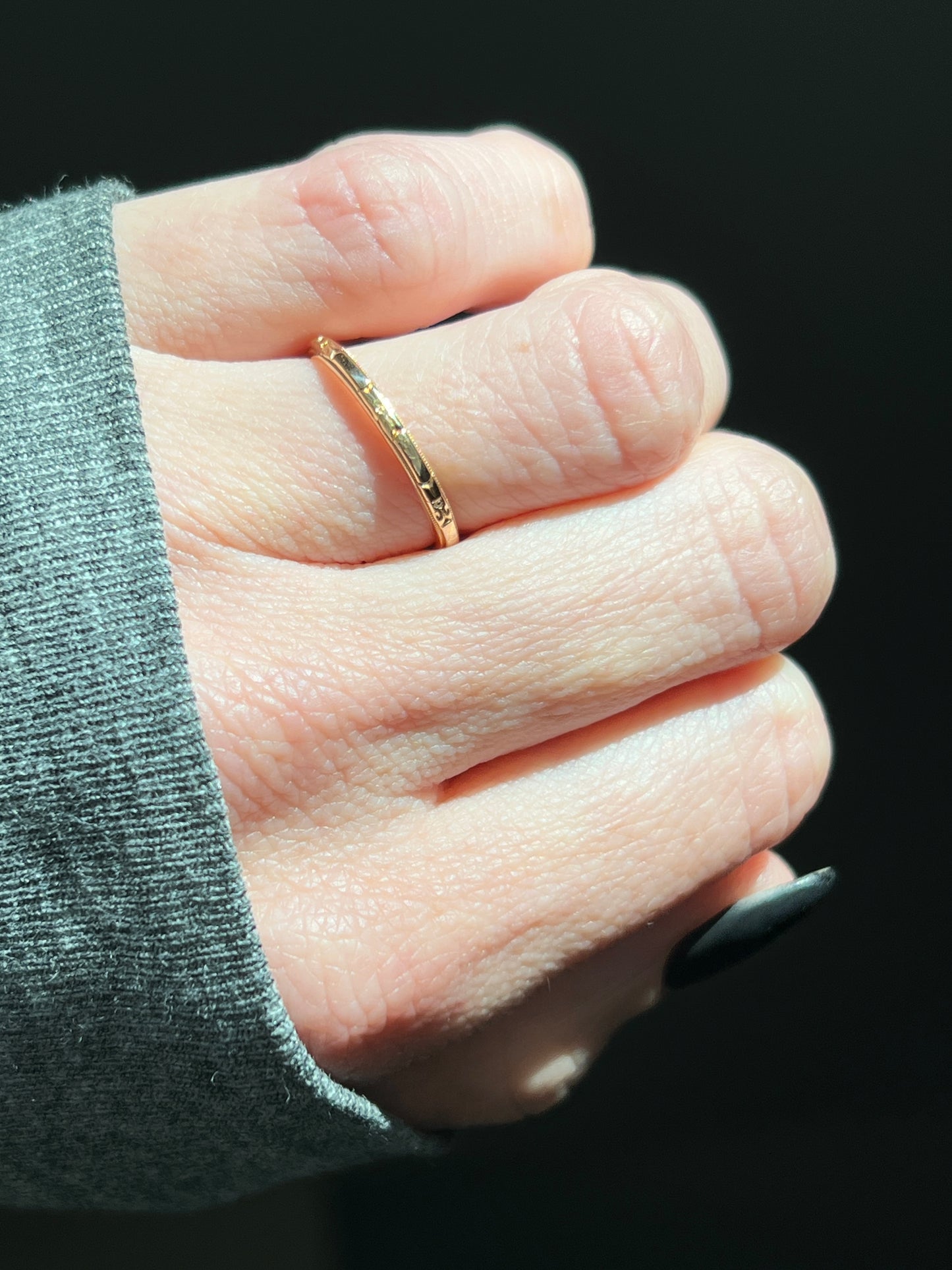 Vintage 14k Gold Skinny Floral Eternity Band