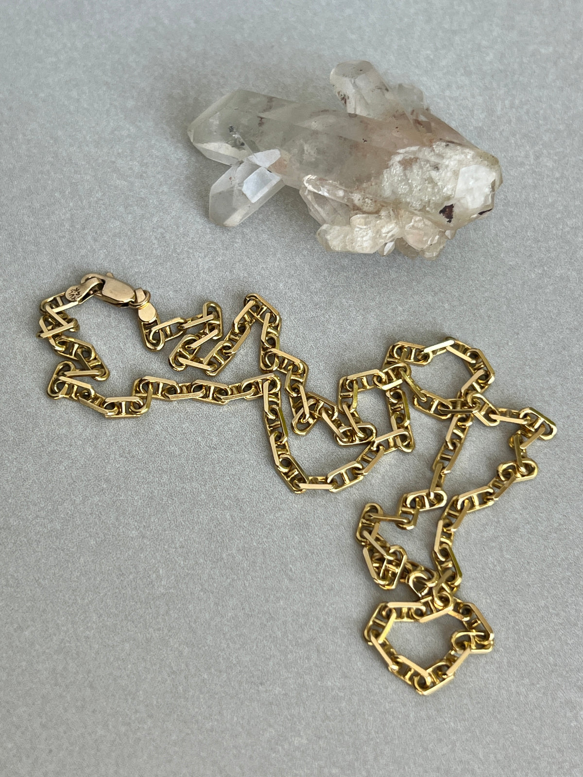Vintage 14k Gold 18.5” Solid Anchor Link Chain