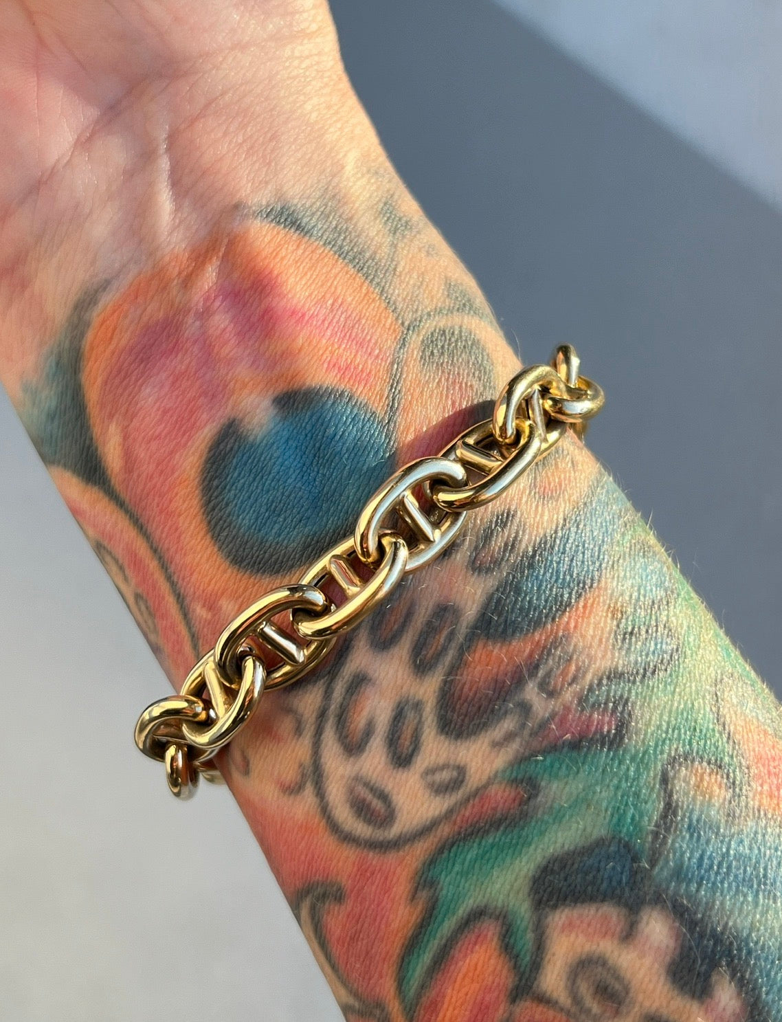 Vintage 14k Gold XL Puffy Anchor Link Bracelet