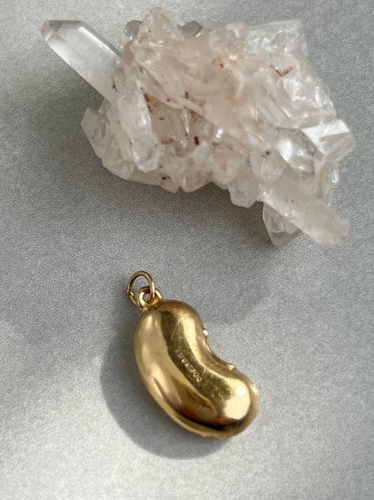 Vintage 9k Gold Puffy Lucky Bean Charm