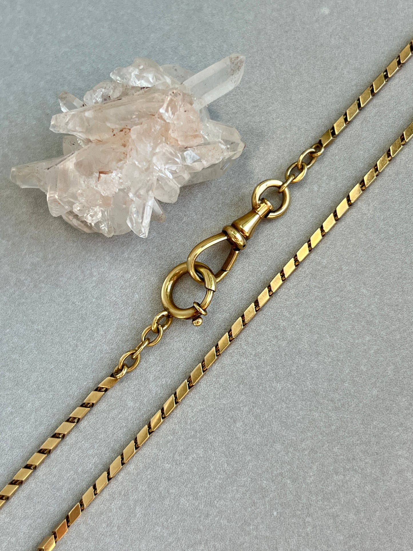 Antique 14k Gold 16” Geometric Link Watch Chain Necklace