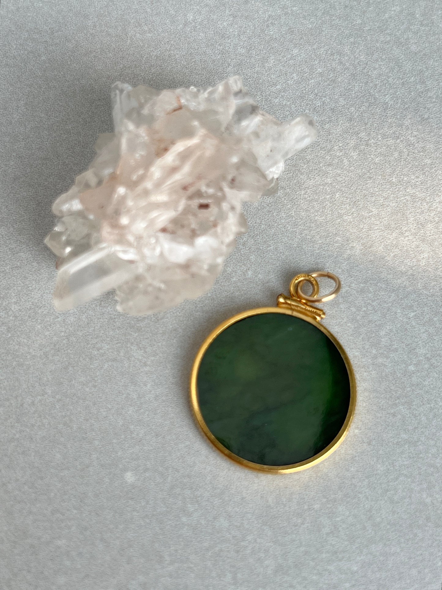 Vintage 14k Gold Nephrite Jade Sagittarius Zodiac Coin Charm