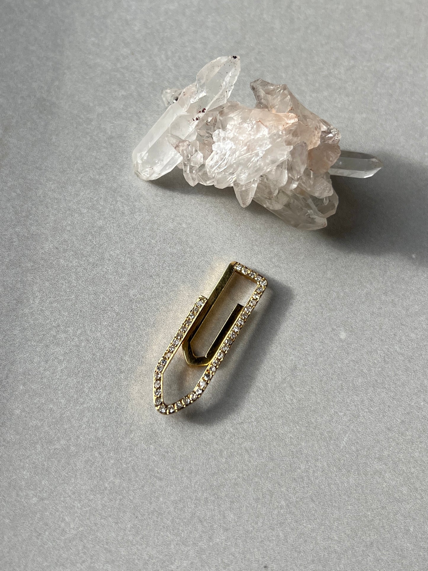 Vintage 14k Gold Diamond Pavé Paperclip/Extender/Charm Holder