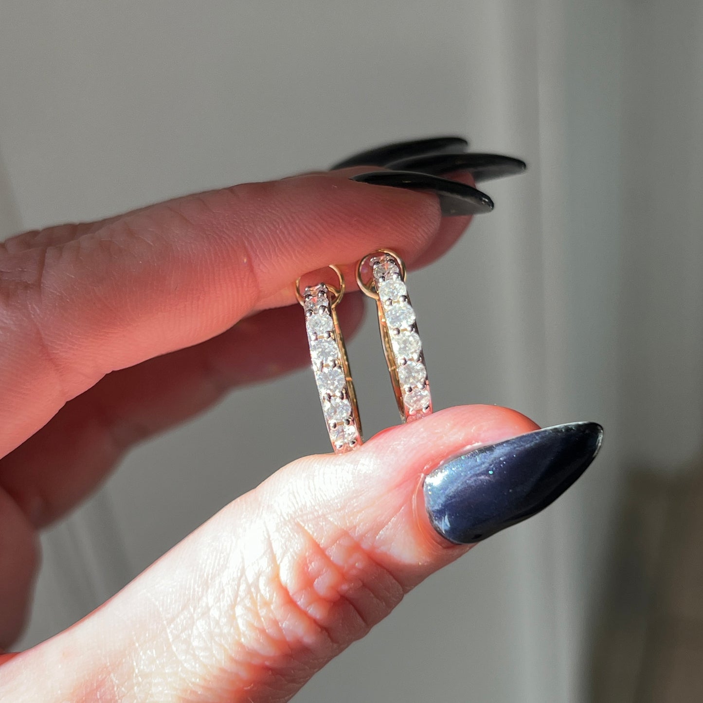 Estate 14k Gold + Natural Diamond Hoop Earrings