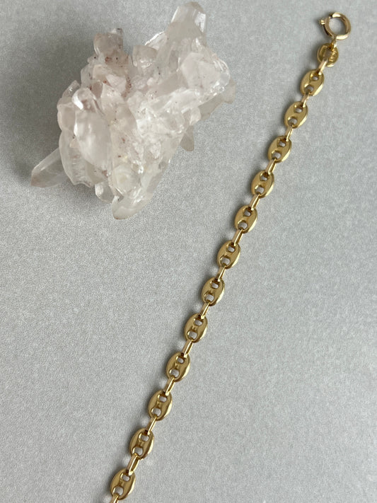 Vintage 14k Gold Puffy Anchor/Mariner Link Bracelet