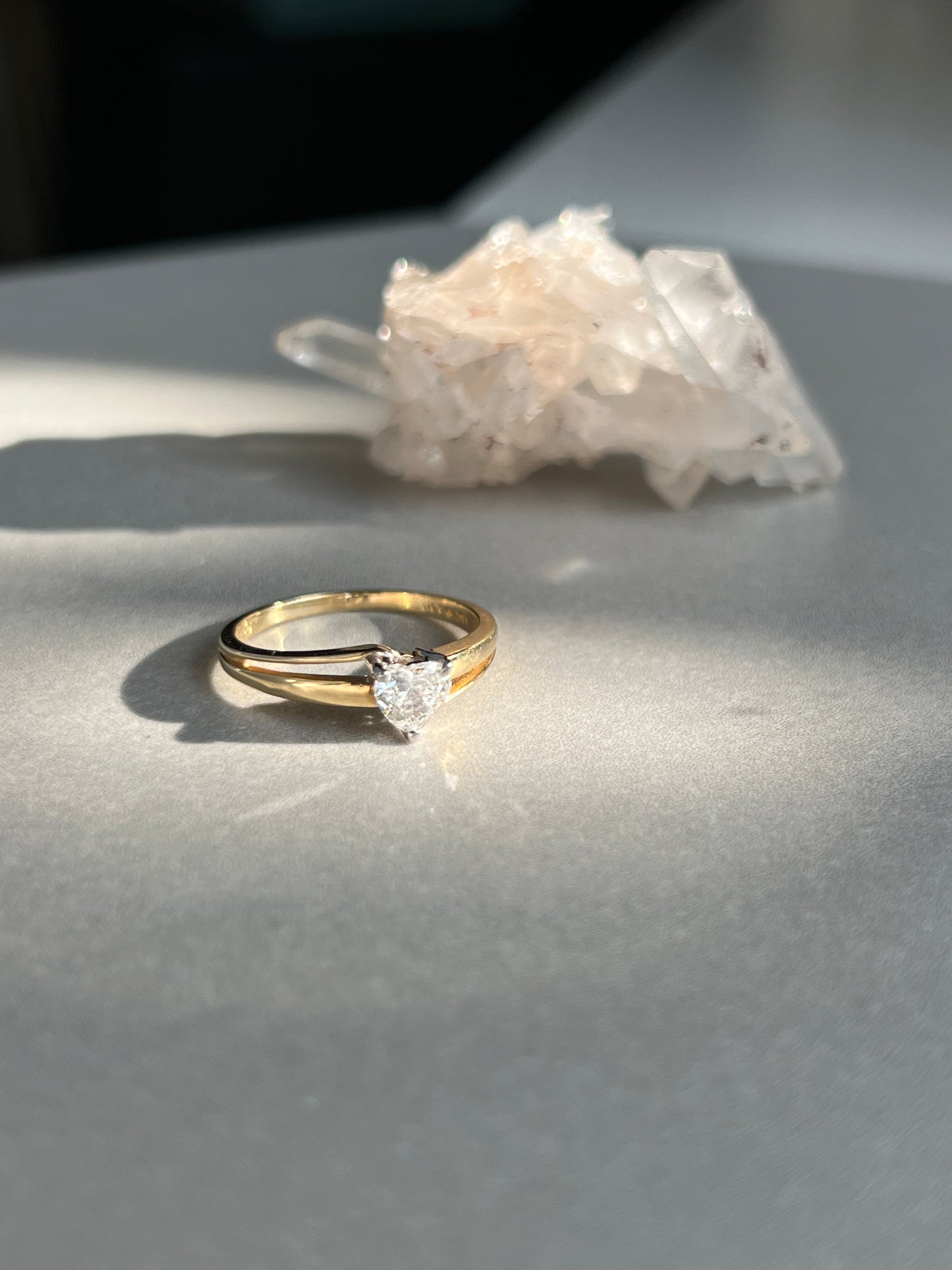 Vintage 14k Gold Heart Diamond Solitaire Ring