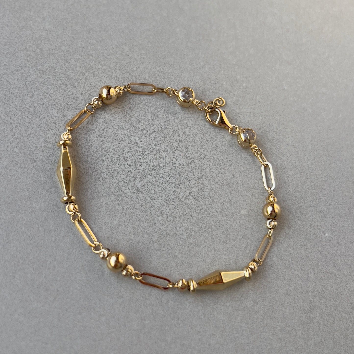 Estate 14k Gold Mixed Link Bracelet