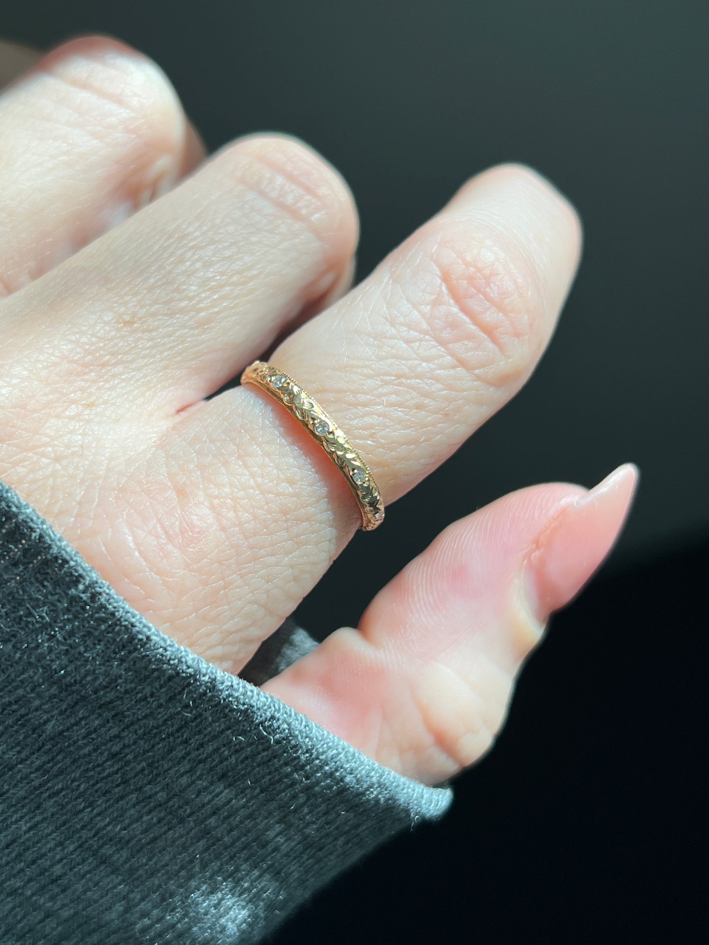 Vintage 14k Gold Diamond Accent Floral Eternity Band