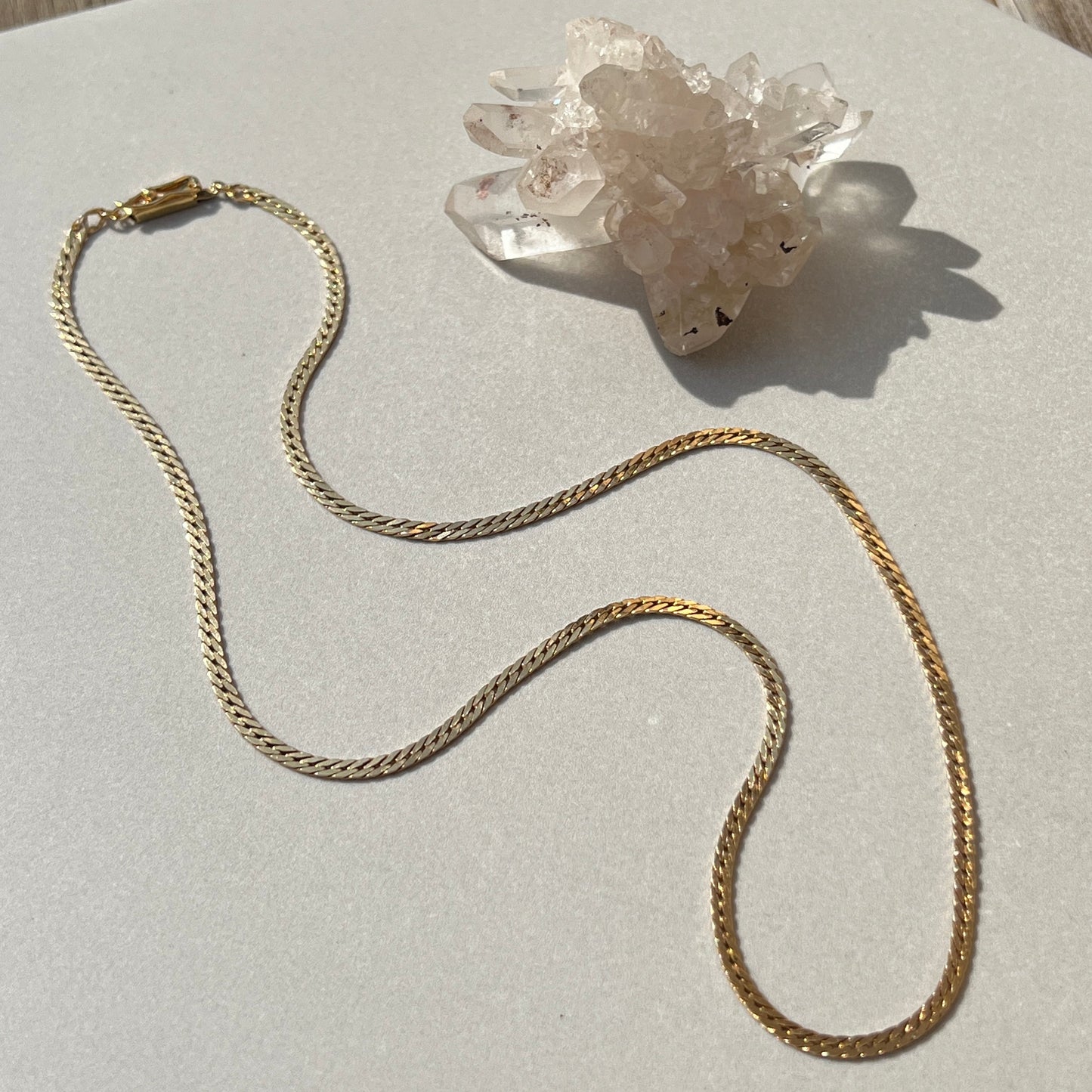 Vintage 14k Gold 20” Flat Curb/Herringbone Chain Necklace