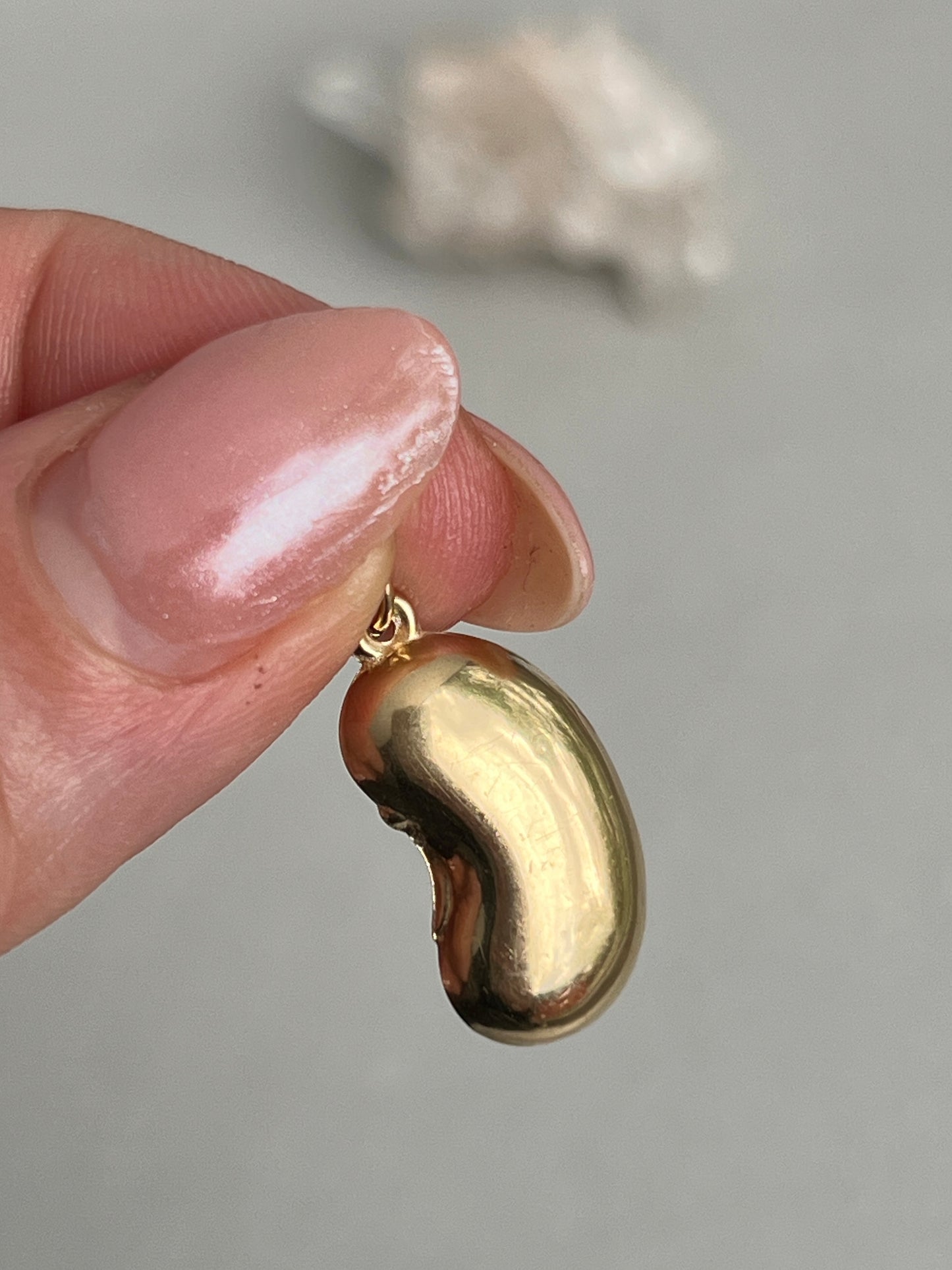 Vintage 9k Gold Puffy Lucky Bean Charm