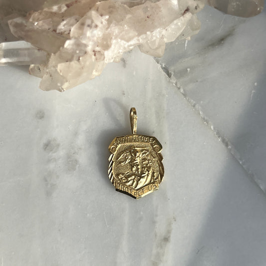 Vintage 14k Yellow Gold Saint Michael Charm