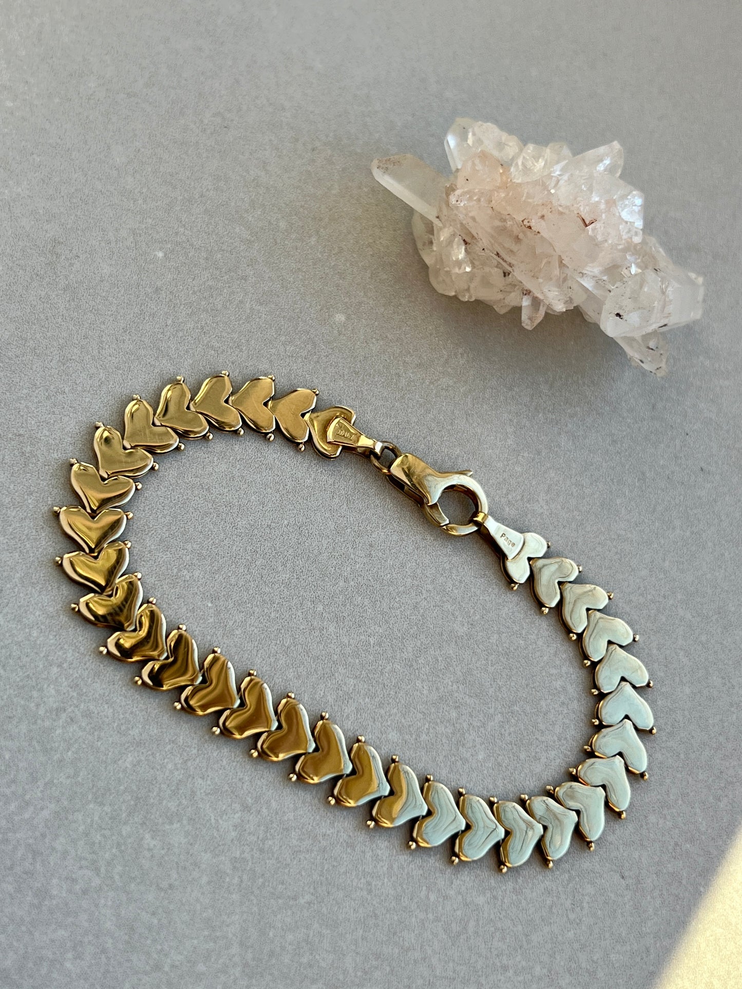 Vintage 14k Gold Liquid Hearts Bracelet