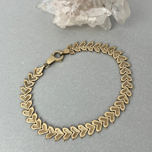 Vintage 14k Gold Liquid Hearts Bracelet