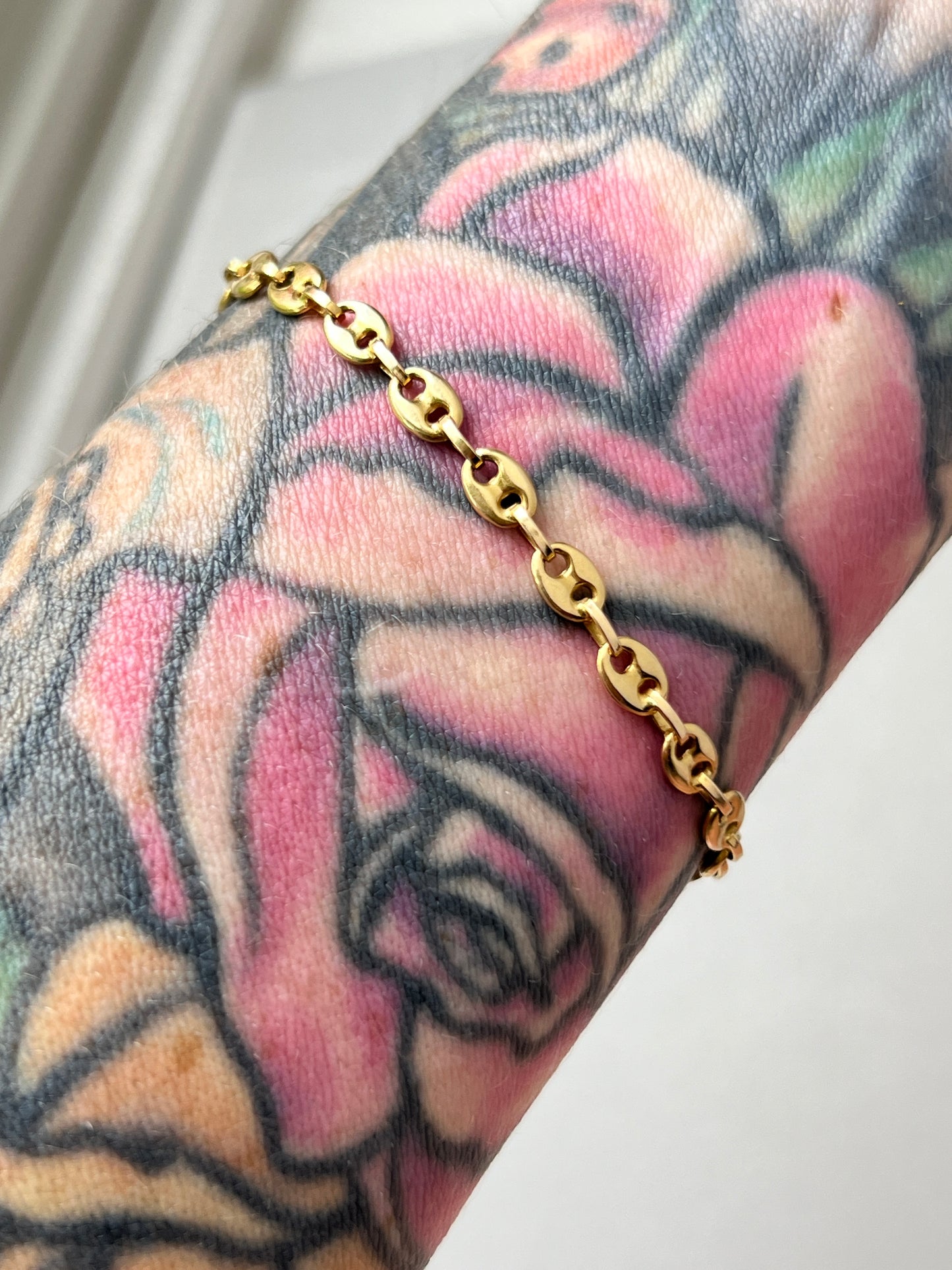 Vintage 14k Gold Puffy Anchor/Mariner Link Bracelet
