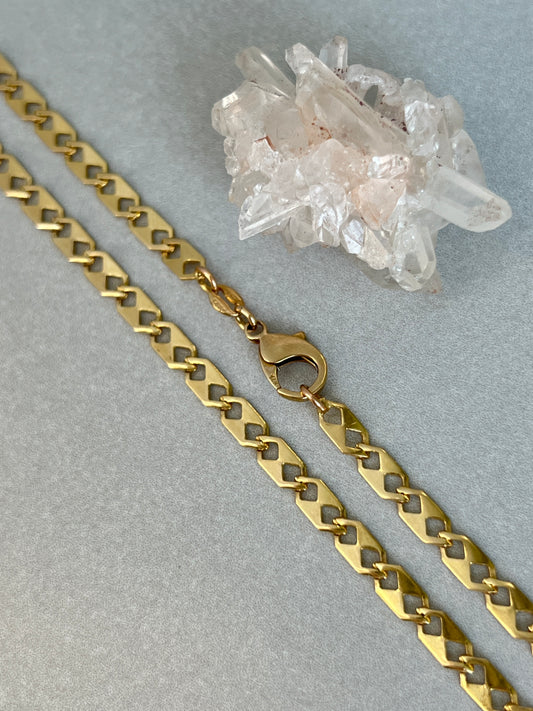 Vintage 14k Gold 18” ‘Razor’ Anchor Link Chain Necklace