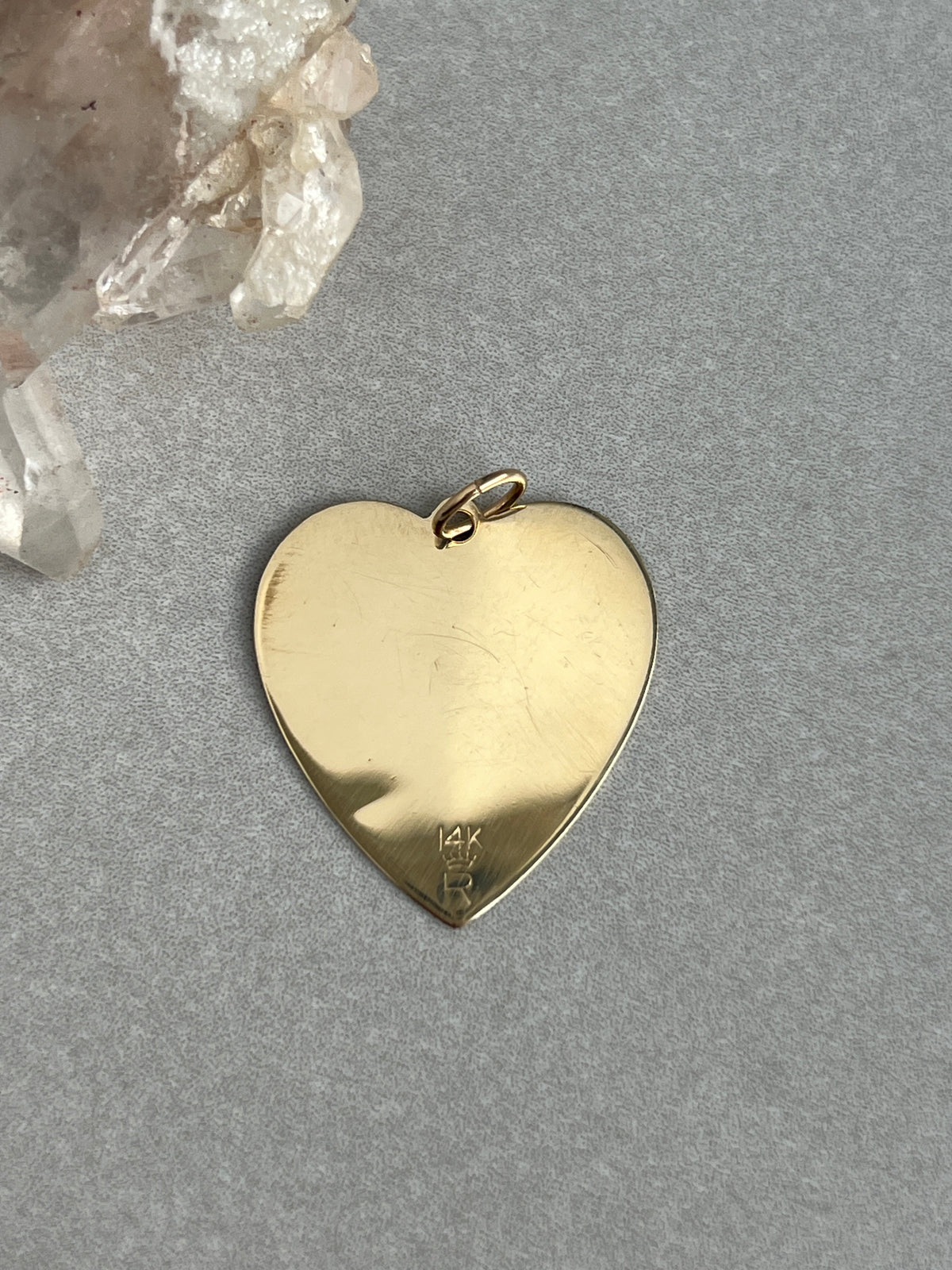 Vintage 14k Gold Midcentury Engine Turned Heart Charm