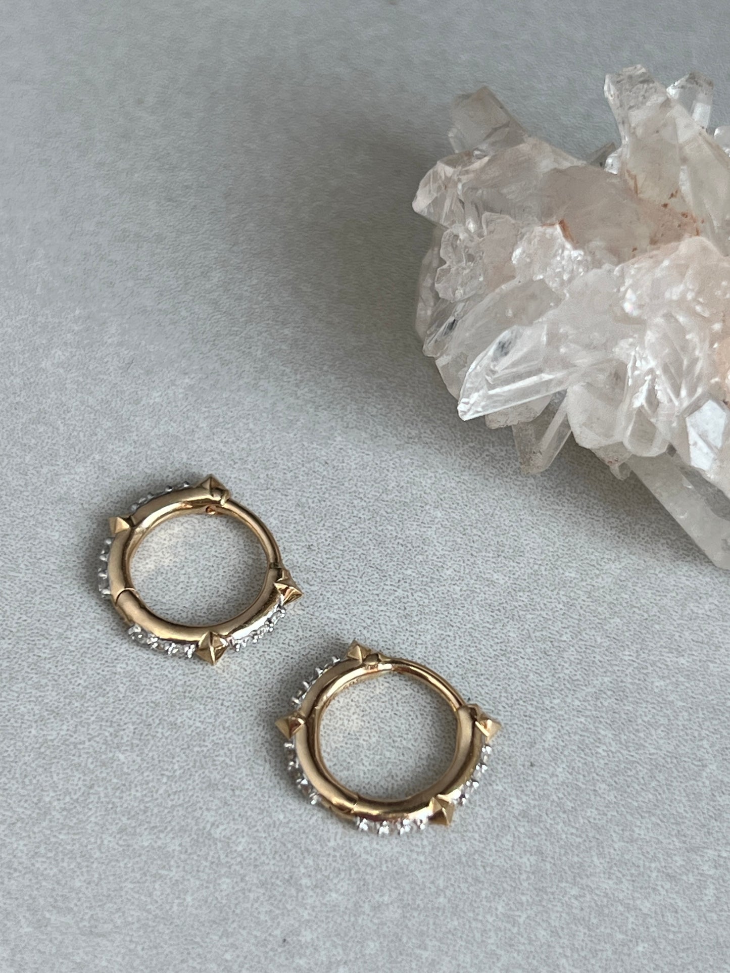 Estate 14k Gold ‘Jett’ Spiked Diamond Huggie Earrings by Kendra Scott