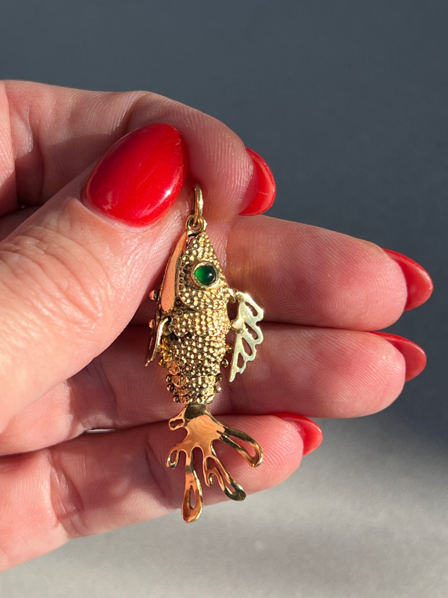 Vintage 18k Gold Articulated Fish Charm
