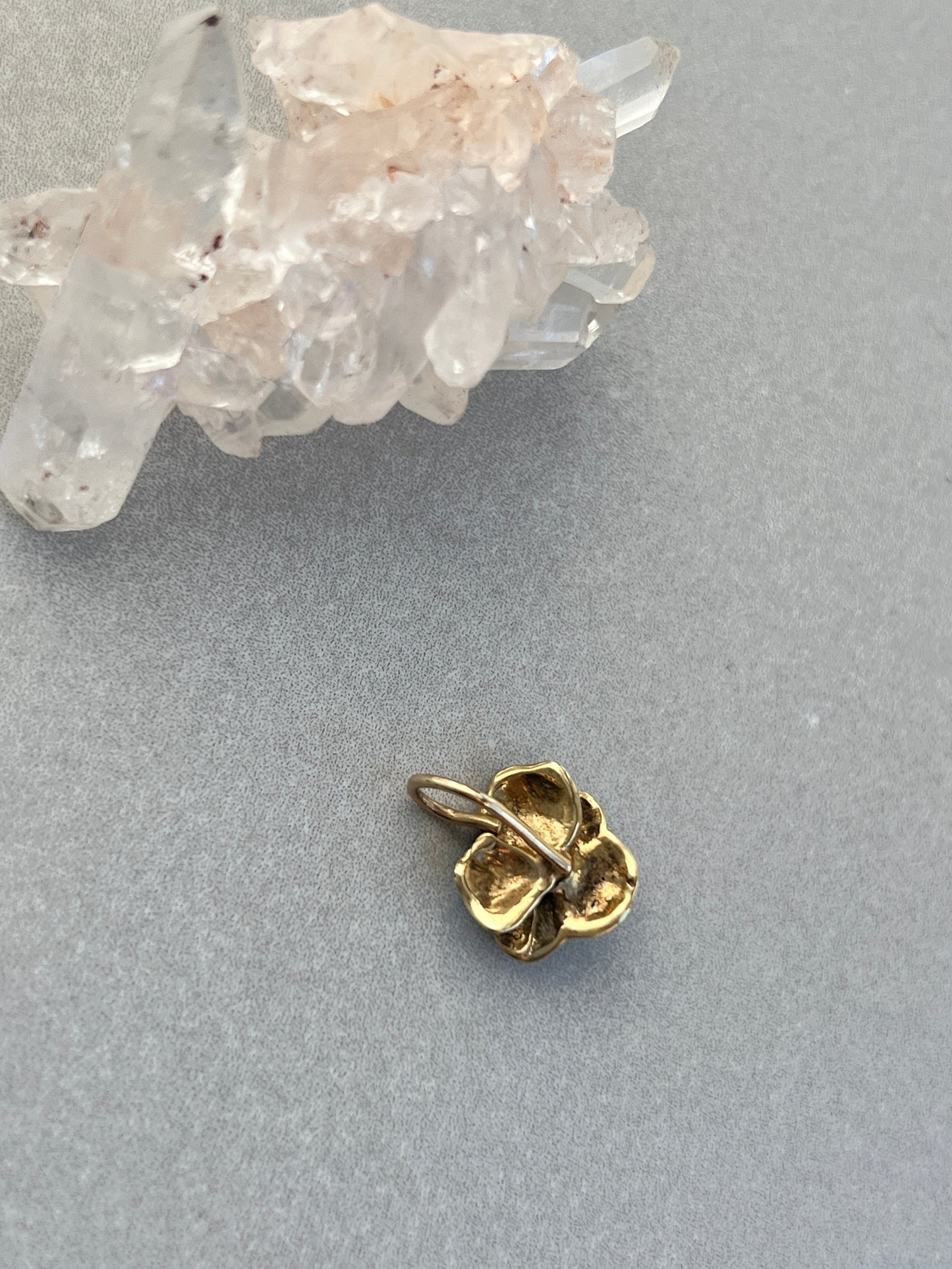Vintage 14k Gold Diamond Accent Enameled Pansy Charm