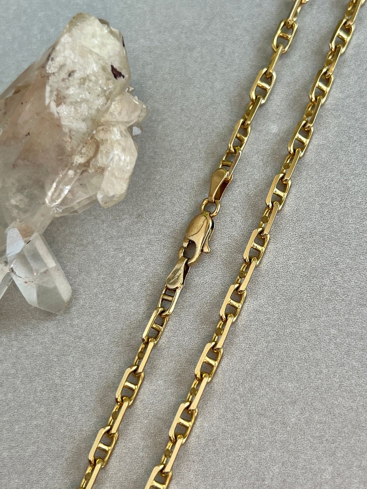 Vintage 14k Gold 18.5” Solid Anchor Link Chain