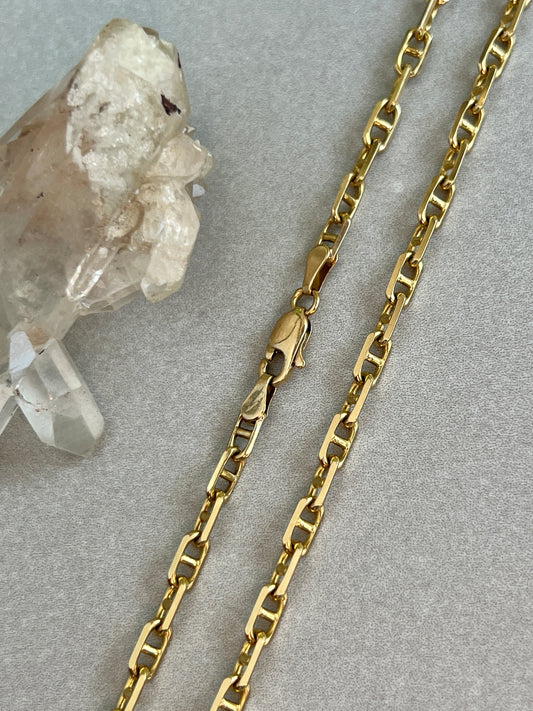 Vintage 14k Gold 18.5” Solid Anchor Link Chain