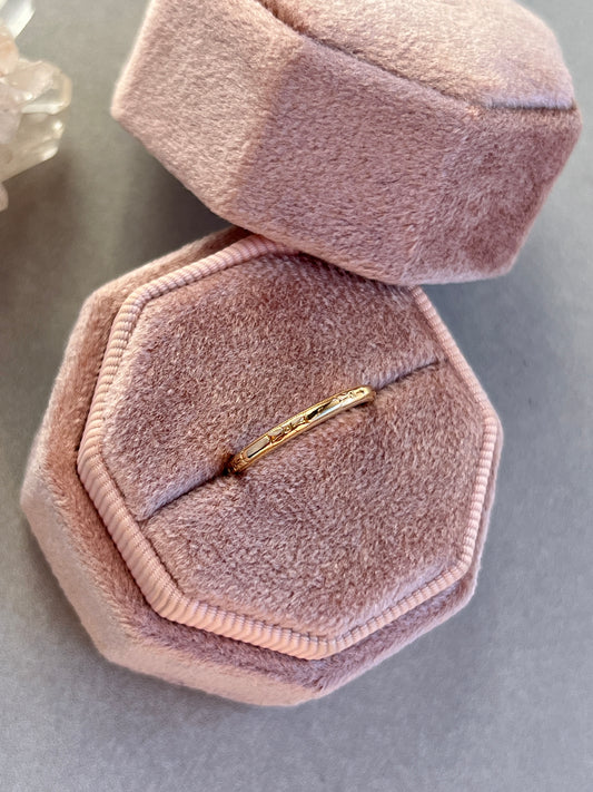 Vintage 14k Gold Skinny Floral Eternity Band